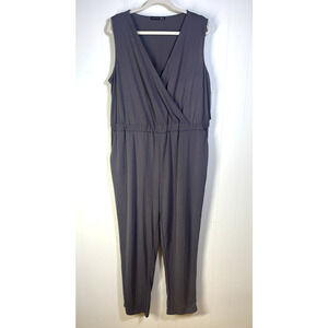 Black Tape Jumpsuit Size X Surplice Modal Blend Pockets Stretch Slate Gray New